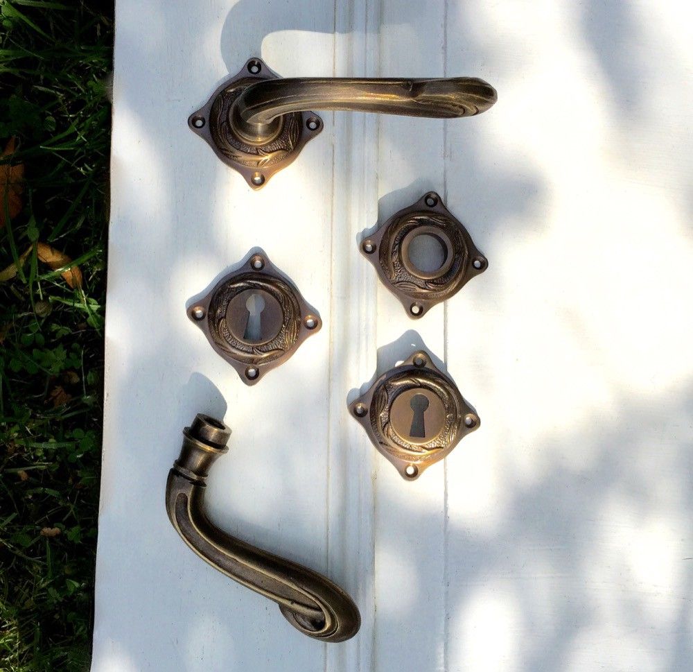 Deurklinken art nouveau, voor binnendeuren rozetten, messing ...