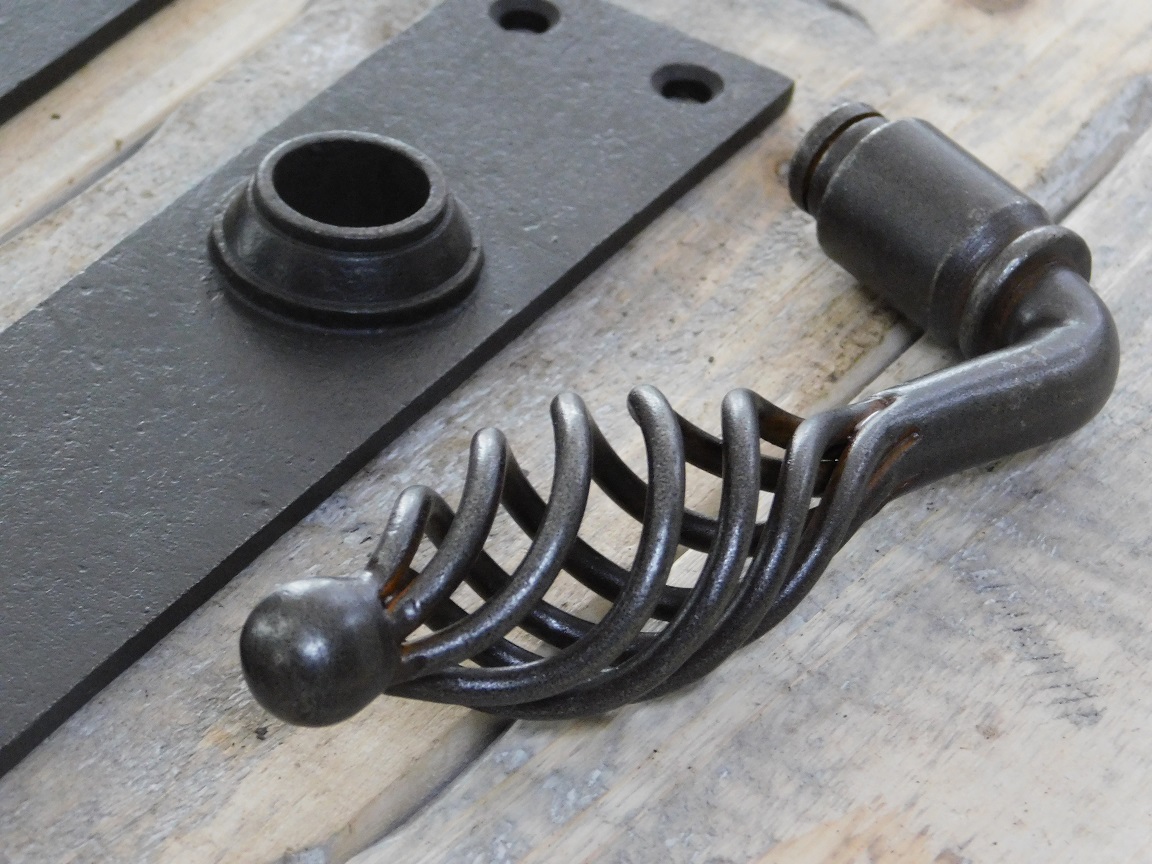 Lock deur set - lange plaat met 1 knop + aansluiting - voor de antieke