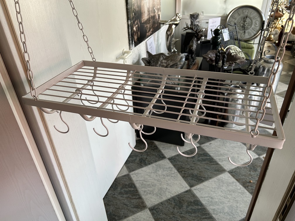 Cups Hanger - iron herbs, game rack with 15 hooks, white.