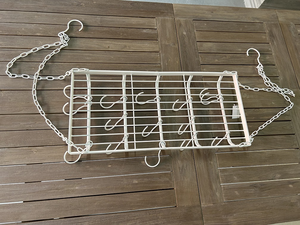 Cups Hanger - iron herbs, game rack with 15 hooks, white.
