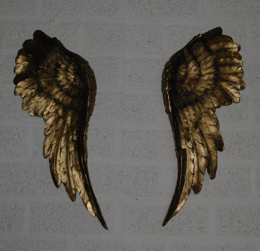 Set van 2 engelenvleugels - goud - kunsthars - wandornament