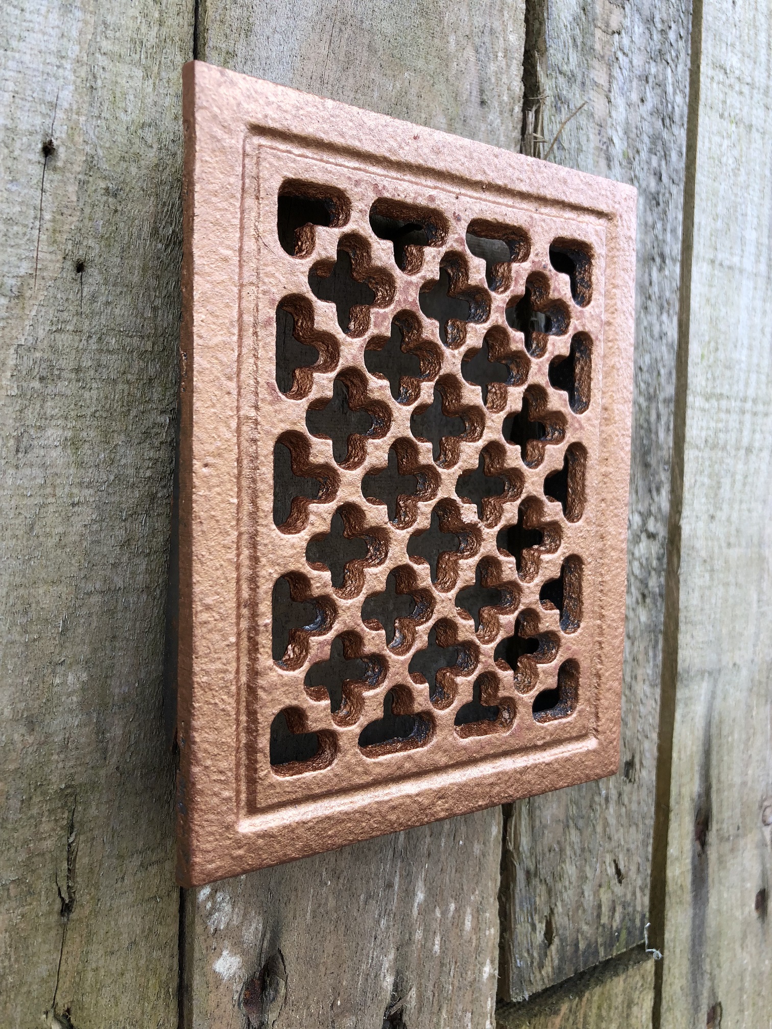 1 hot air/ventilation grille for fireplace, rectangular, cast iron color-bronze-copper