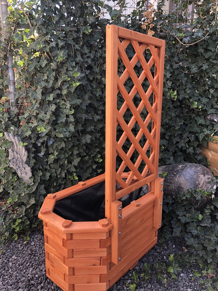 wassen Larry Belmont Heerlijk Bloembak, plantenbak, van massief hout met prachtig bewerkte pergola -  HANDGEMAAKT.EU