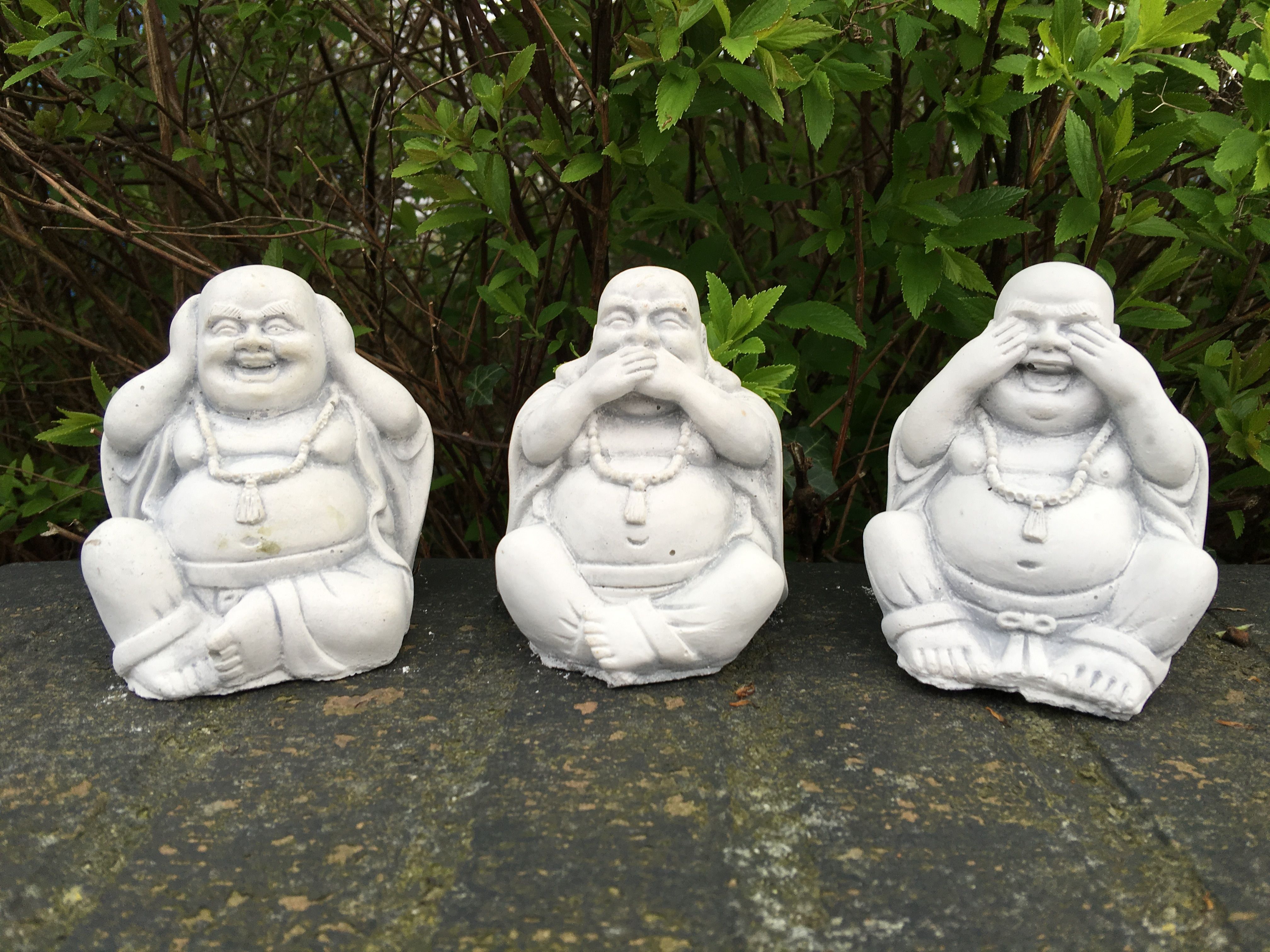 3 x Boeddha vol steen: & zwijgen !! -