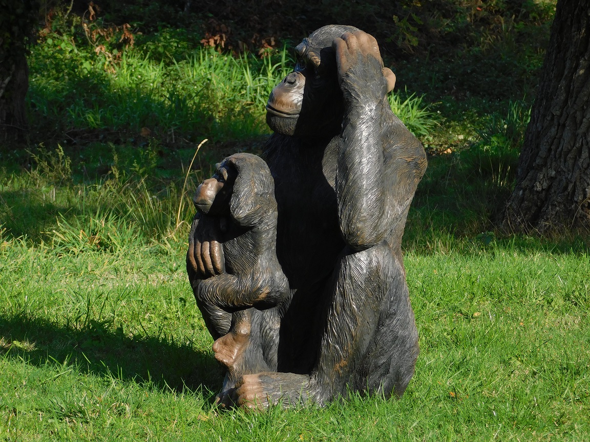Statue Affe mit Jungtier - XXL - Polystone - detailliert