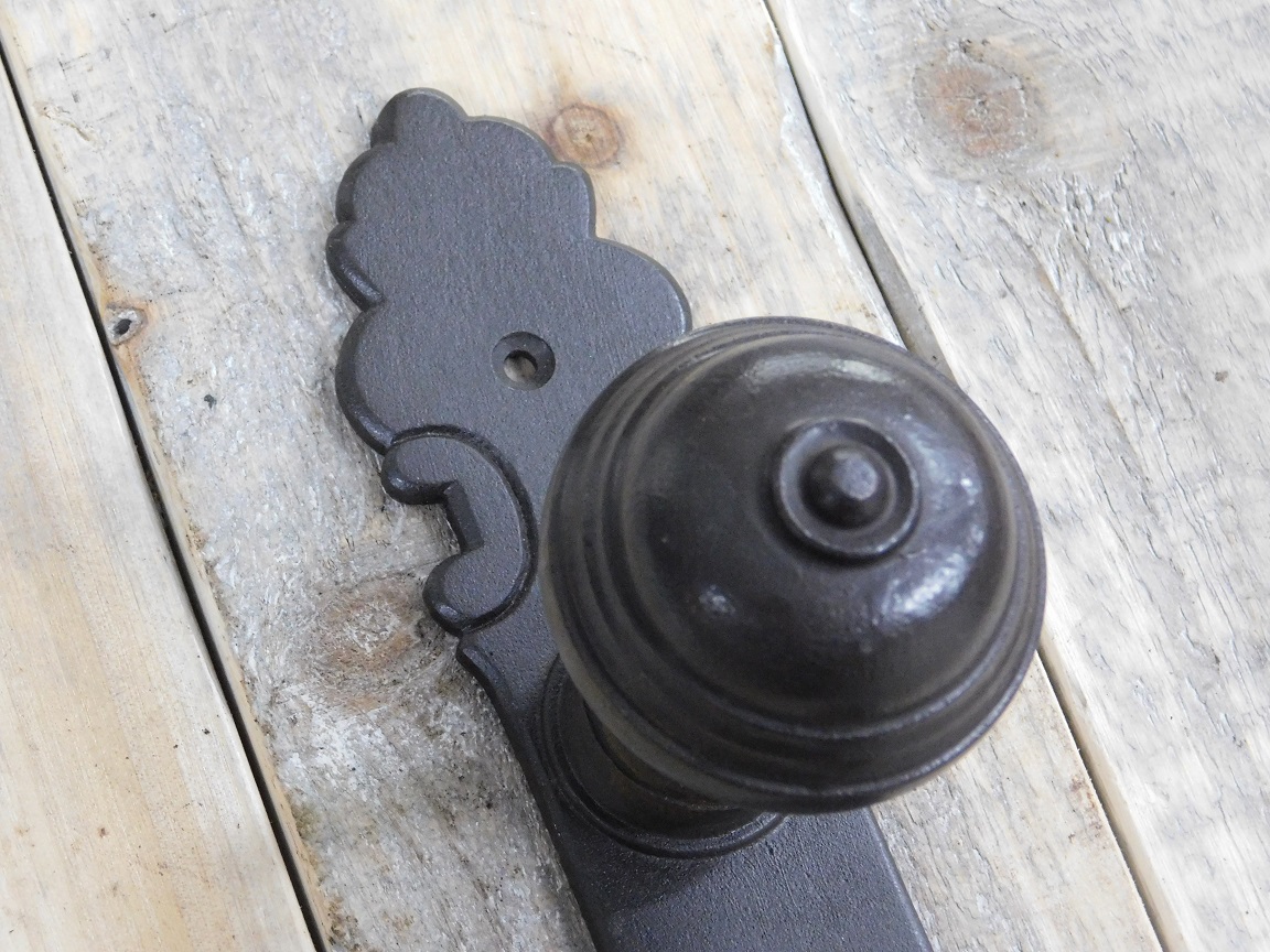 Halve set: 1 deurknop en 1 lange plaat voor voordeuren, - PZ92, antiek ijzer
