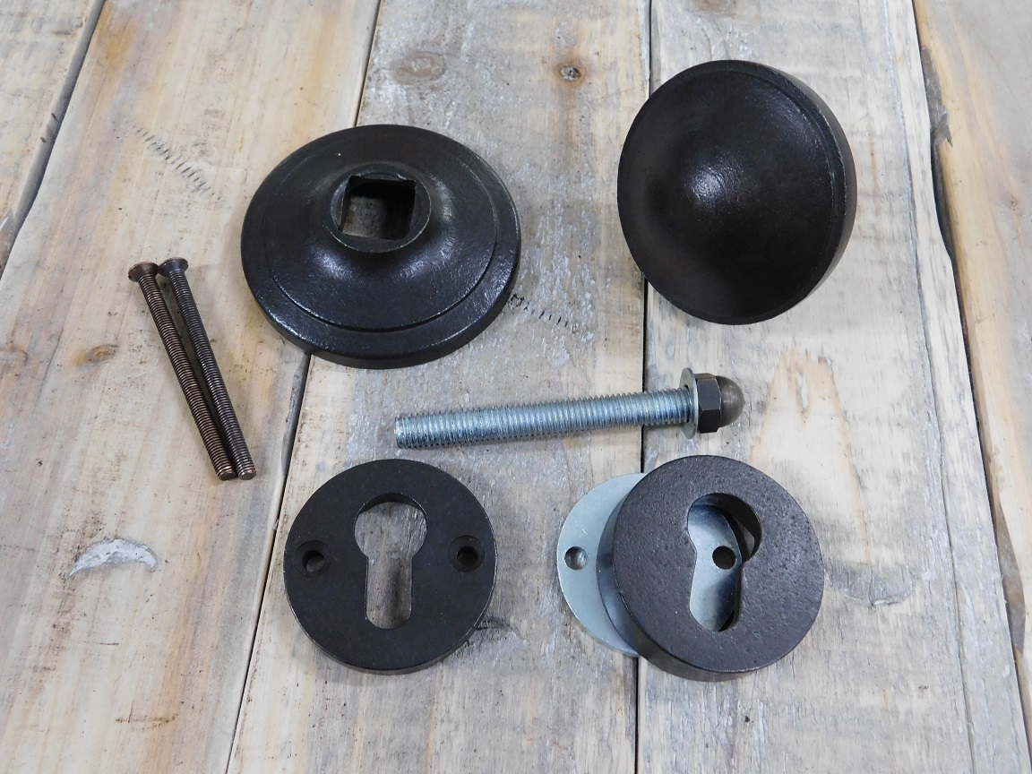 1 deurknop met knop rozet, gietijzer en veiligheid rozetten set van antieke ijzeren