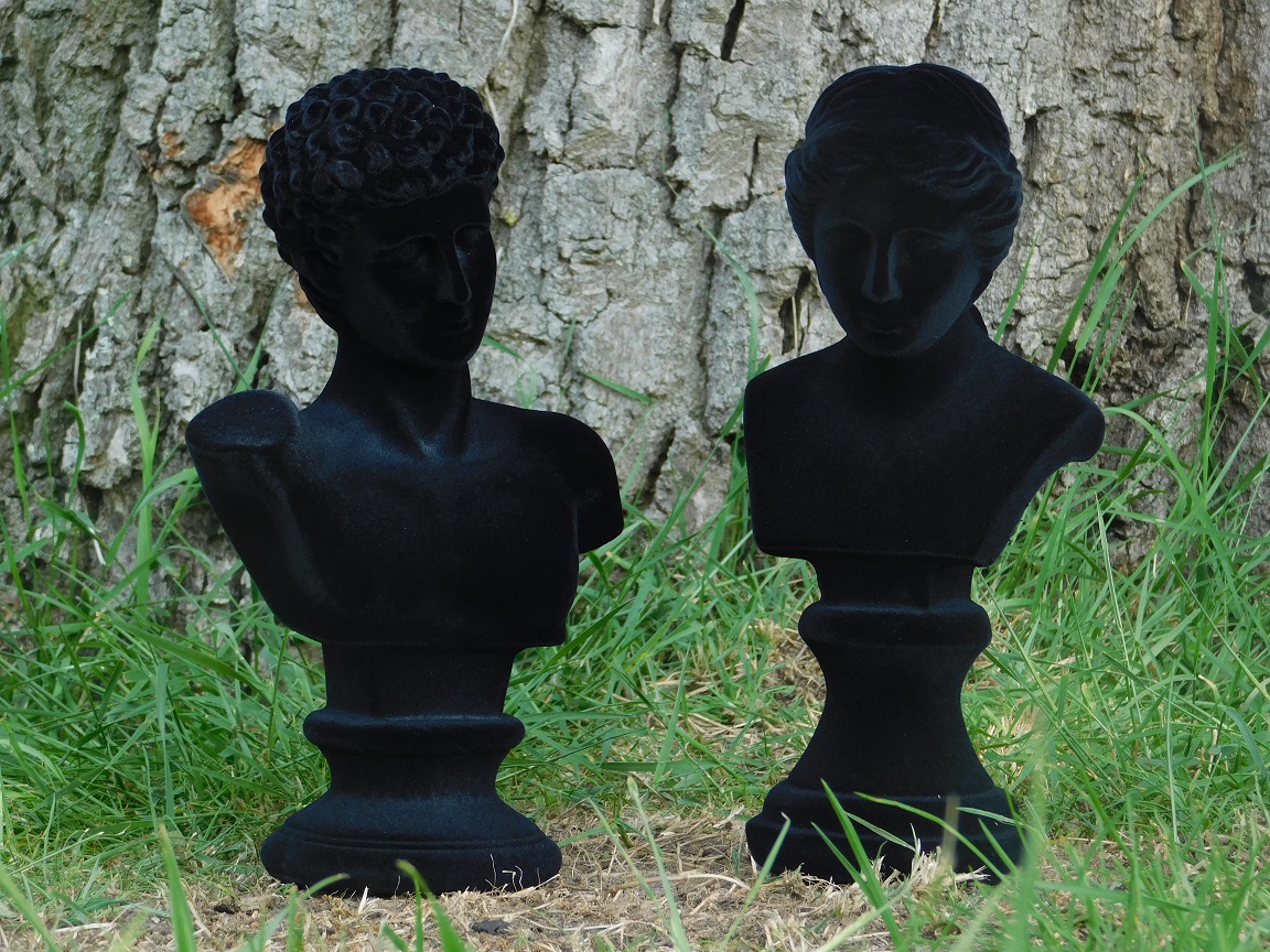 Set of statues of Adam and Eve - finished in velvet