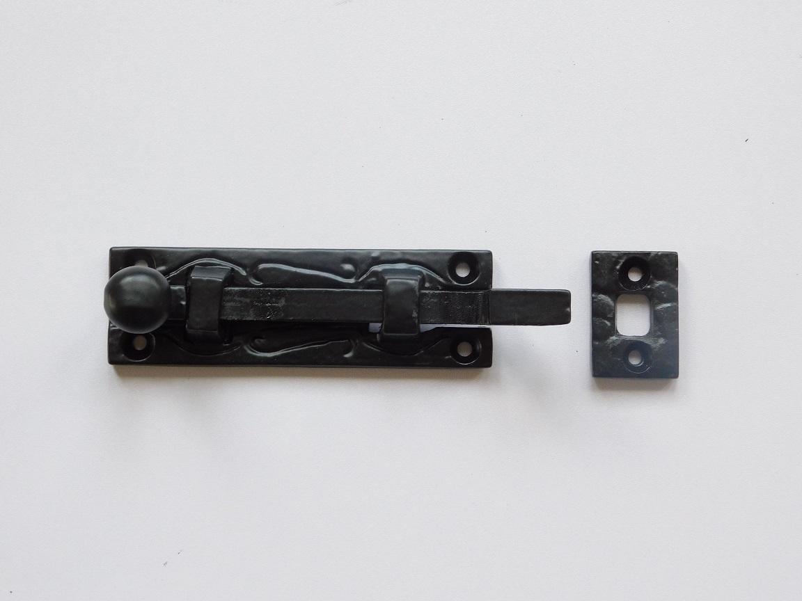 Slide lock - bolt 4'' - wrought iron, black powder coated