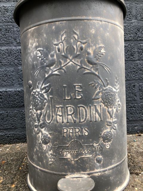 Vintage afvalbak ''Le Jardin Paris'' - zink
