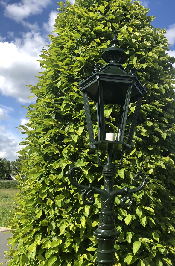 Buitenlamp, lantaarn Amsterdam met keramische fitting en glas, gegoten aluminium groen, 320 cm.