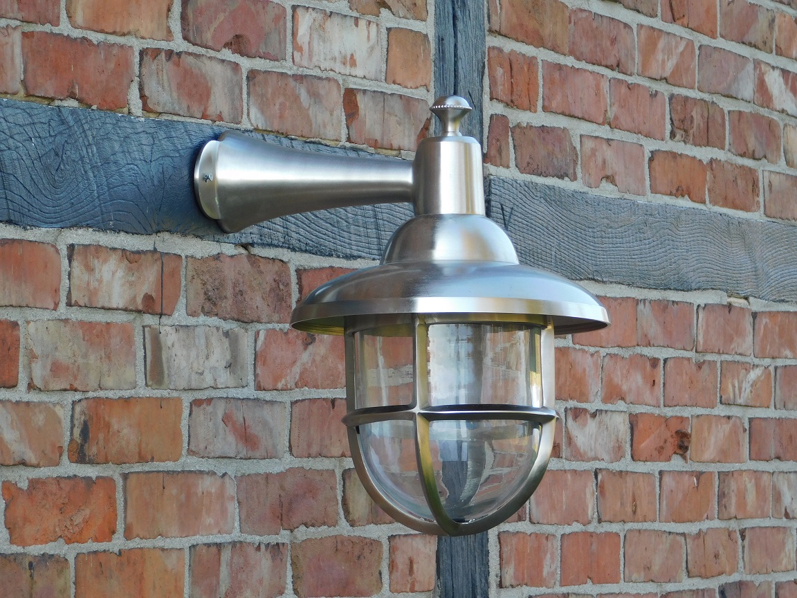 Antieke klassieke scheepslamp - wandlamp - vernikkeld messing  - fors