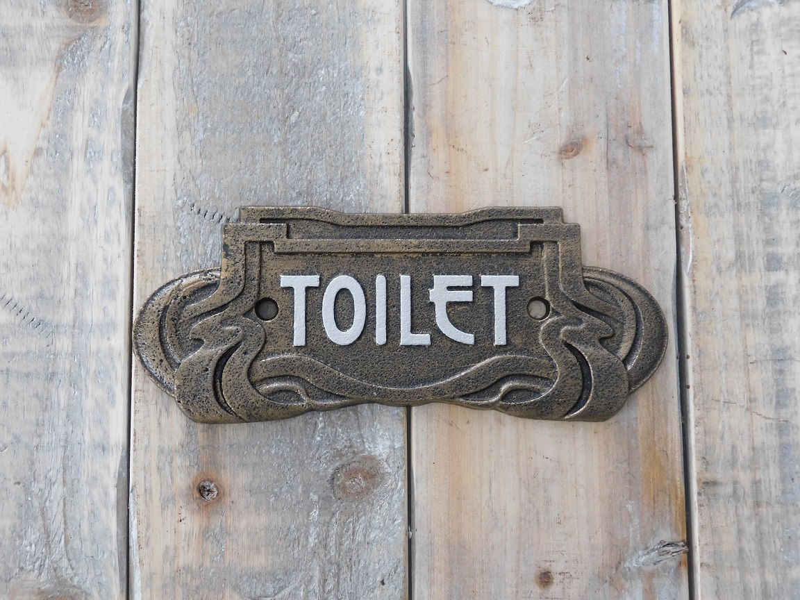 Schild "Toilet" WC-Schild aus Gusseisen Toilettenschild im Jugendstil