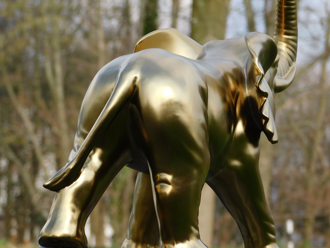 Statue Elefant - Keramik - Mattgold