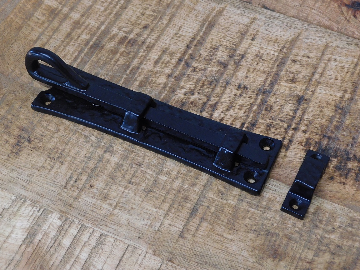 Sliding lock 17.5 cm - wrought iron - black - latch