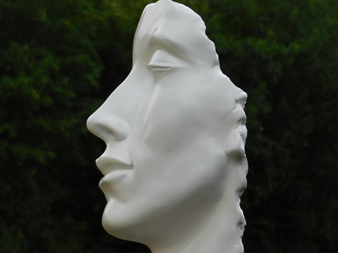 Stilvolle Statue 'Das Gesicht' - Polystone - Höhe 51 cm - Weiß