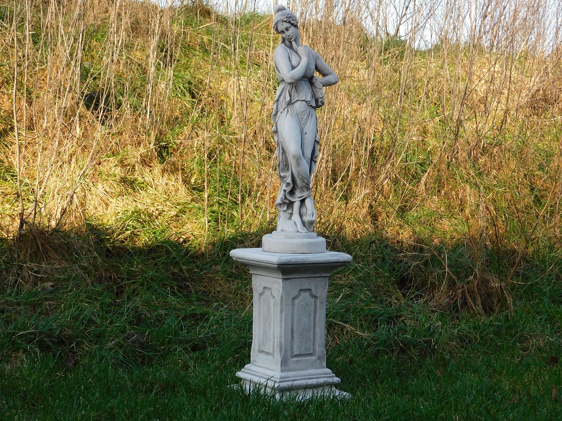 Statue Woman on Pedestal - 105 cm - Solid Stone