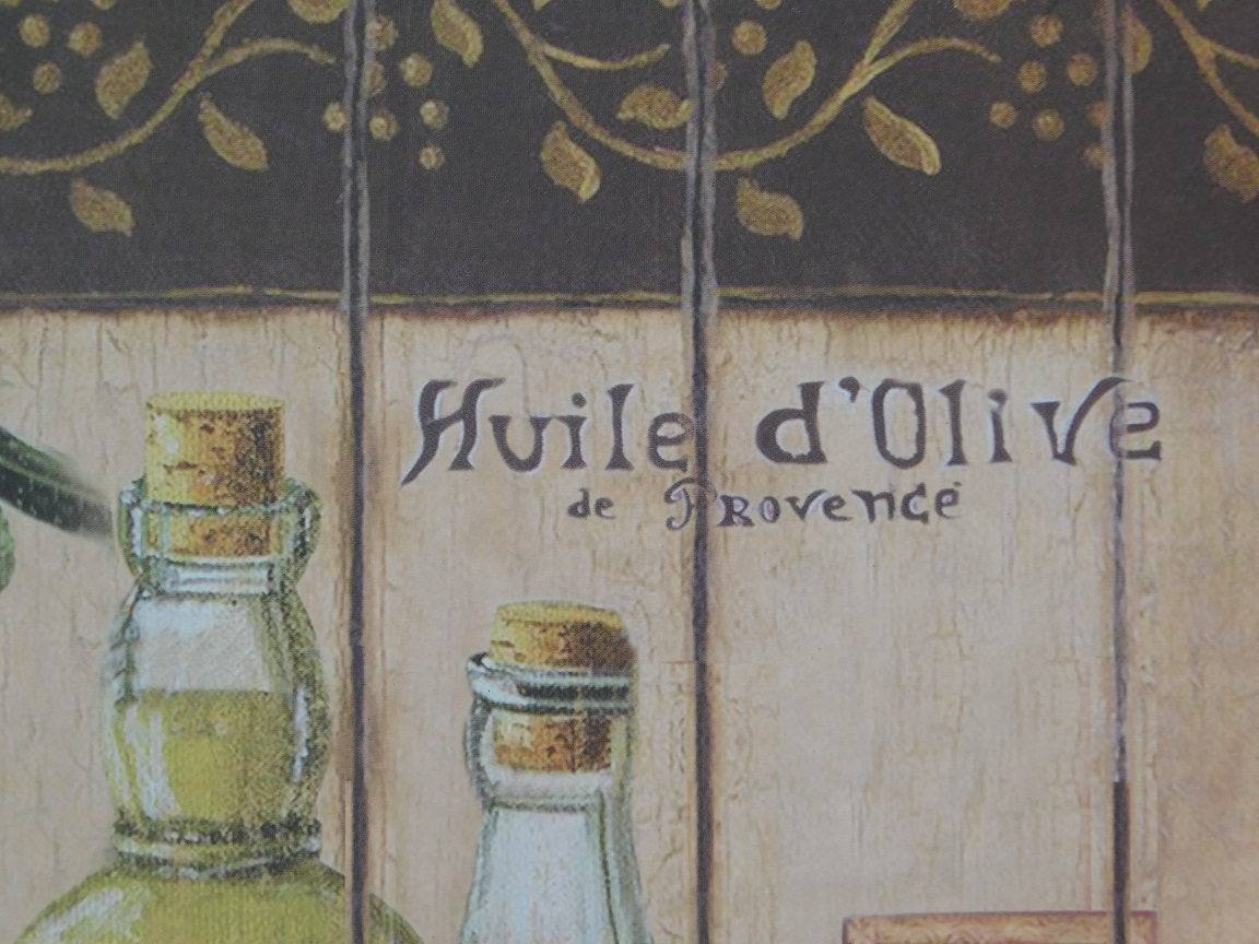 Nostalgisch decoratief bord, Italiaanse olijfolie, foto als muurschildering