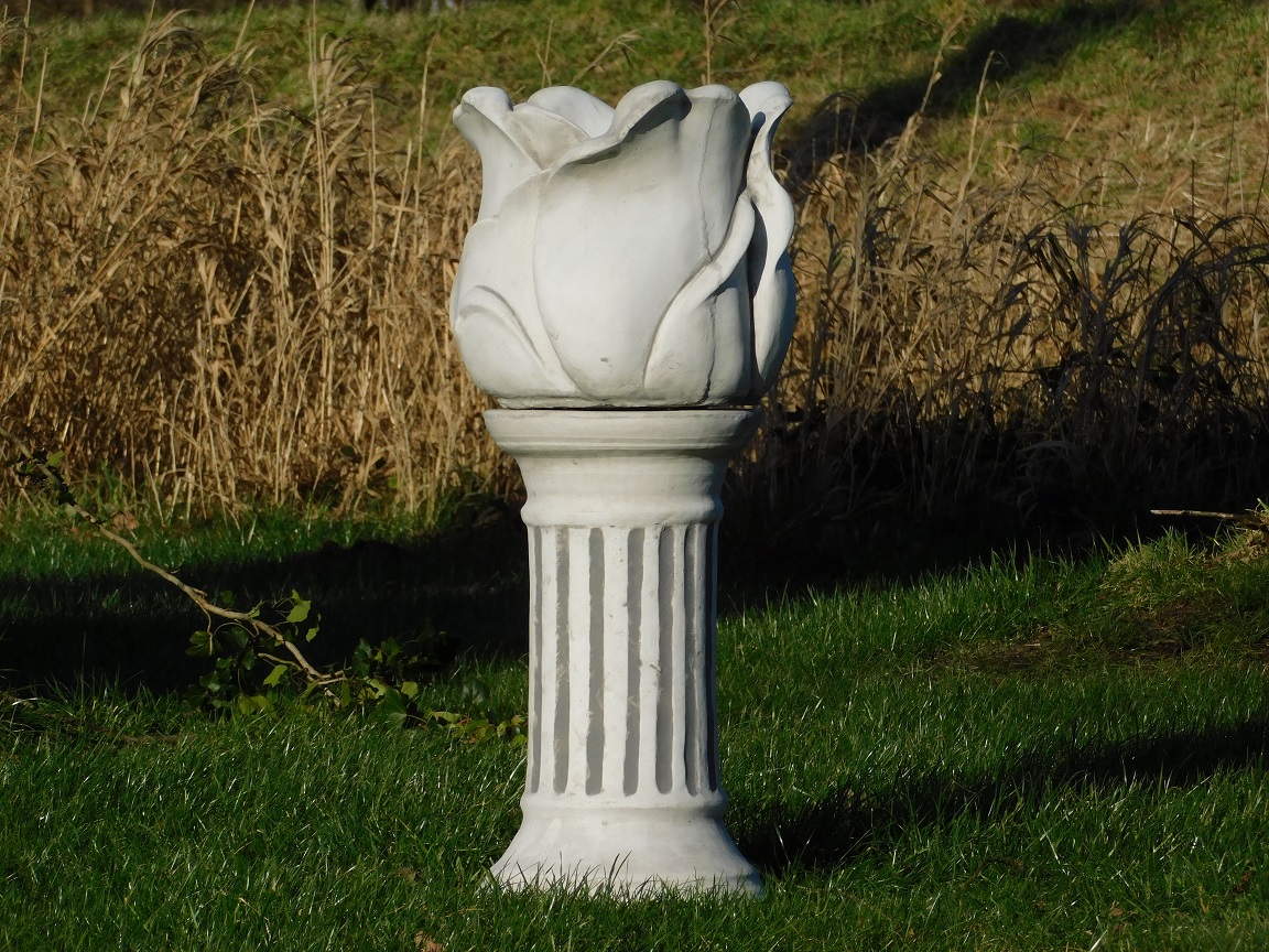 Flowerpot Tulip on Pedestal - 95 cm - Stone