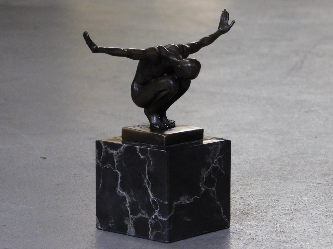 Bronze statue - Olympian Man - with marble base