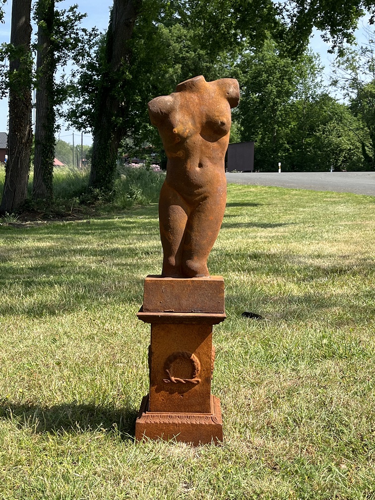 Female torso on pedestal - entirely cast iron