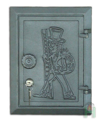 1 reiniging deur gemaakt van gietijzer met slot, kleur-onbehandeld