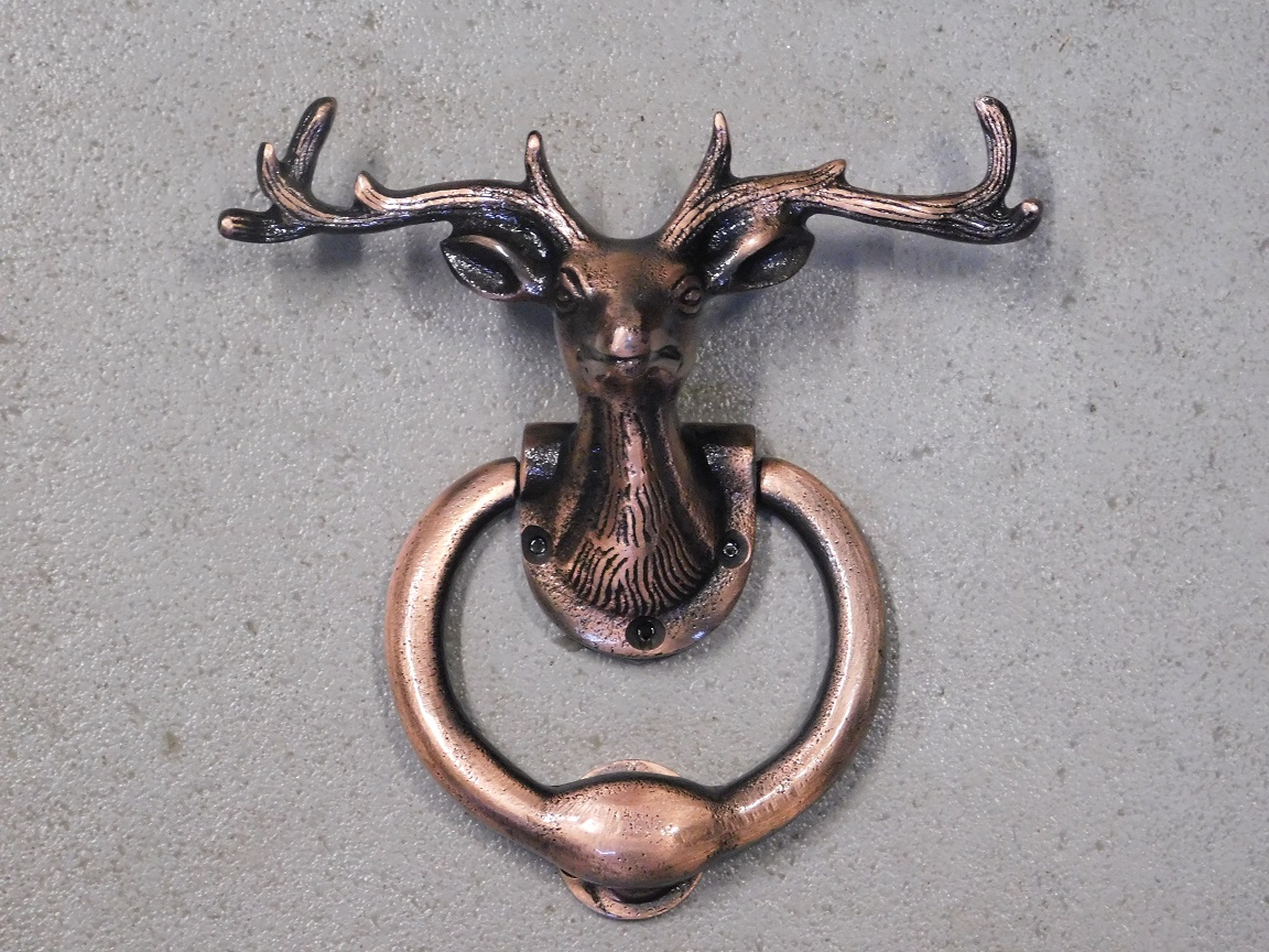 Türklopfer Hirschkopf - antikes Eisen - Farbe Kupfer