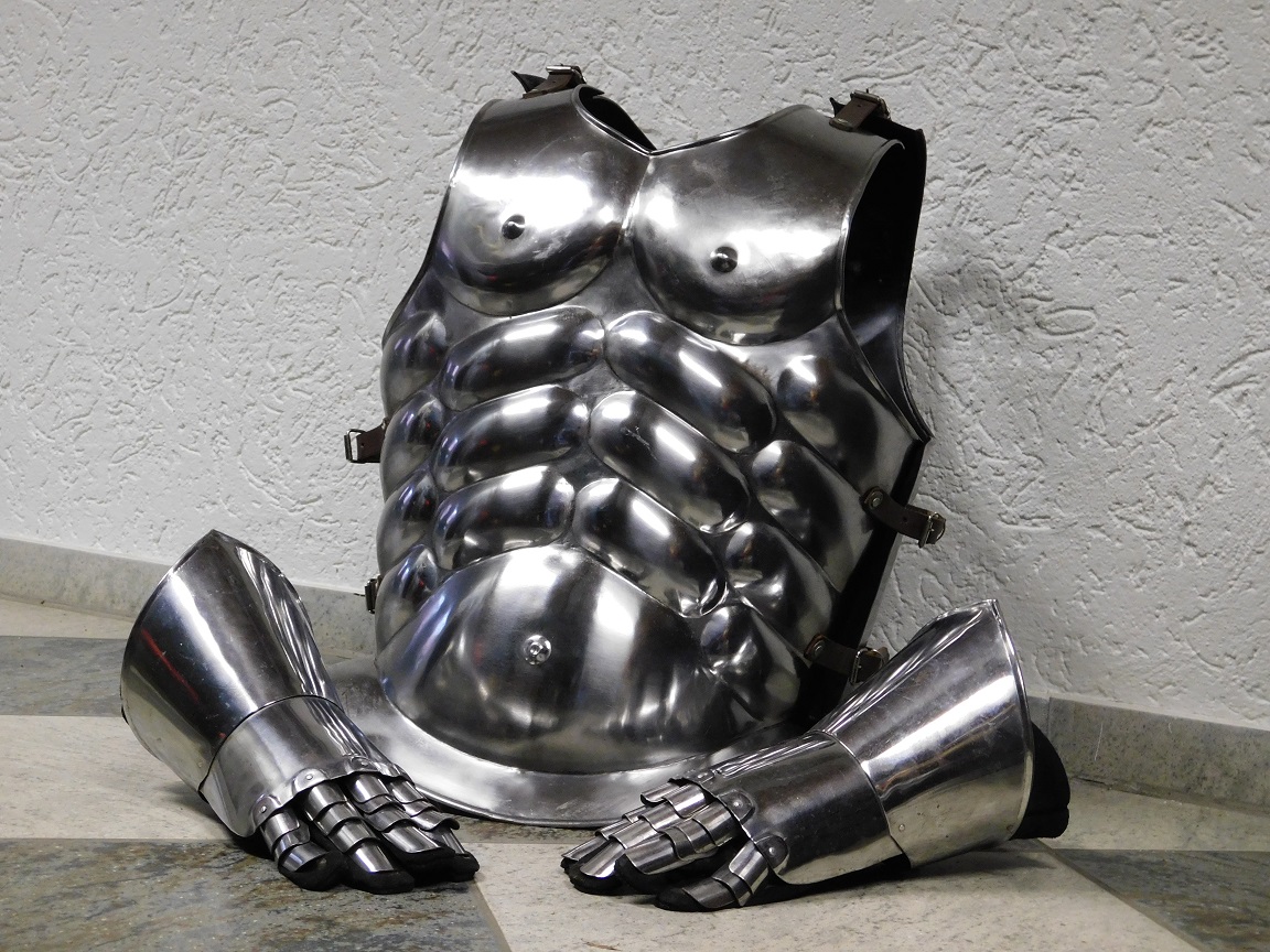 Deco set Armoured gloves - steel - medieval