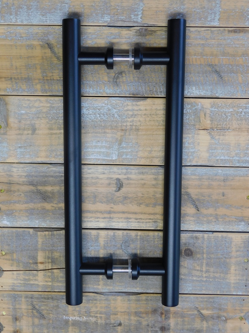 Set of door handles - round - matt black