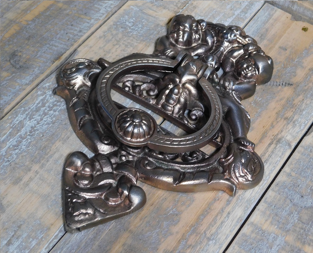 Deurklopper, Engel, Antiek | ijzer, bronskleur (Koper) | H26,0xB18,5 Cm