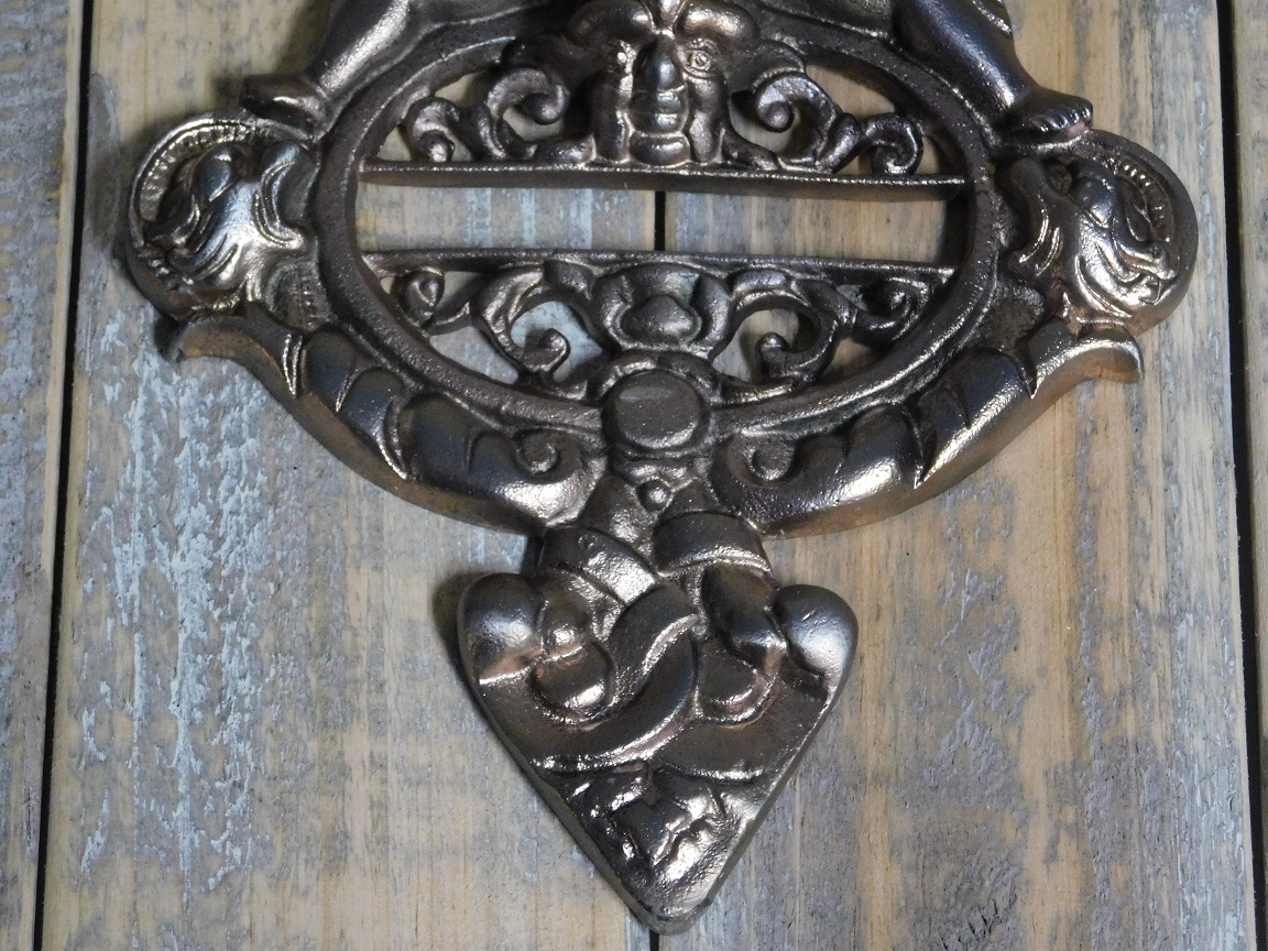 Deurklopper, Engel, Antiek ijzer, bronskleur (Koper) | H26,0xB18,5 Cm