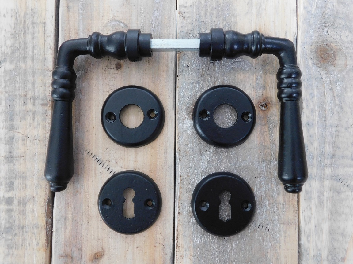 Set of door hardware - for internal doors - black - weatherproof