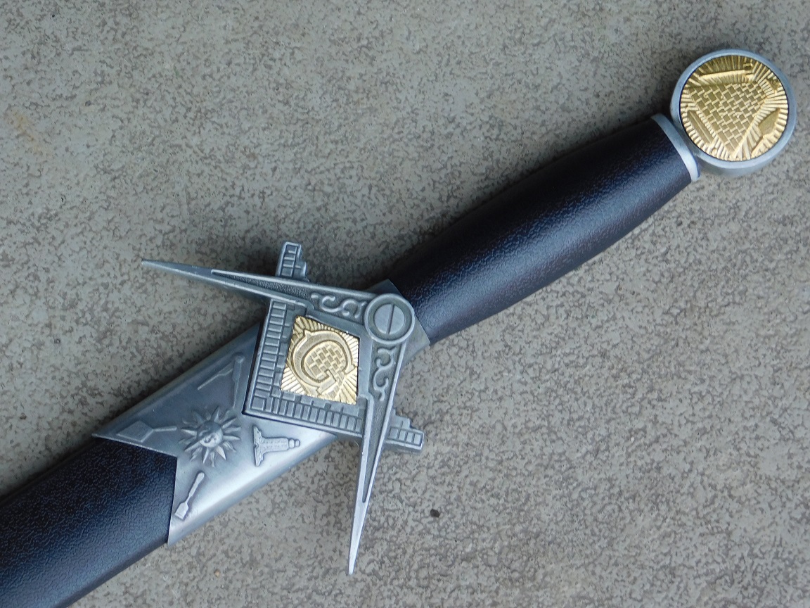 Decorative dagger Freemasonry - Black Grey Gold - with Sheath