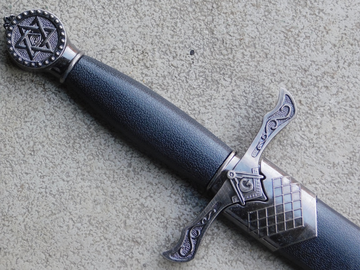 Decorative dagger Masonic - Black and Grey - with Sheath