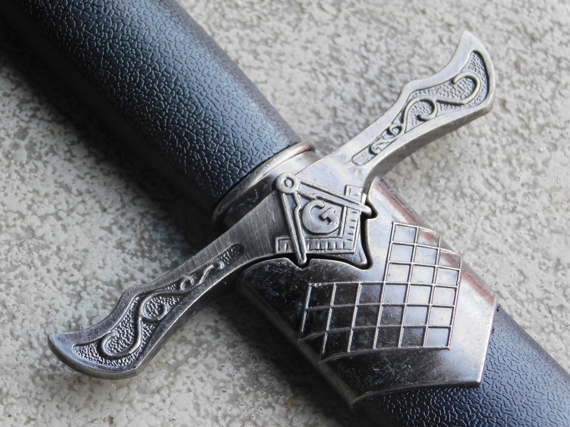 Decorative dagger Masonic - Black and Grey - with Sheath