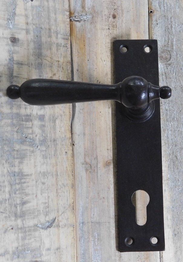 Set deurbeslag voor de voordeur - PZ 92 - antiek ijzer - donkerbruin