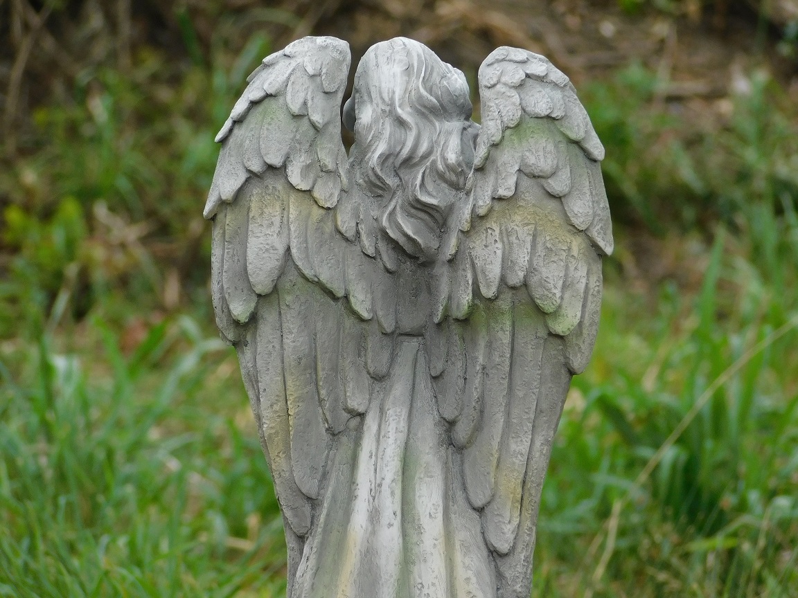 Standing Angel with Cross - polystone