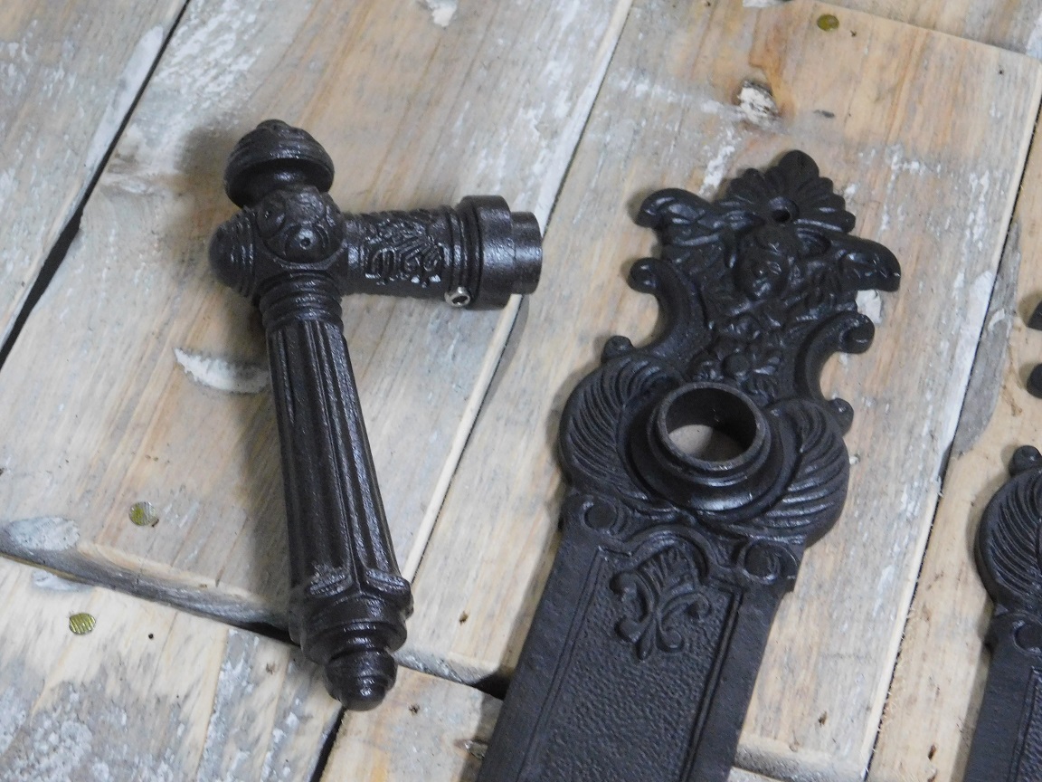 Set deurbeslag voor de deur - antiek ijzer(PZ92 - Profiel cilinder):