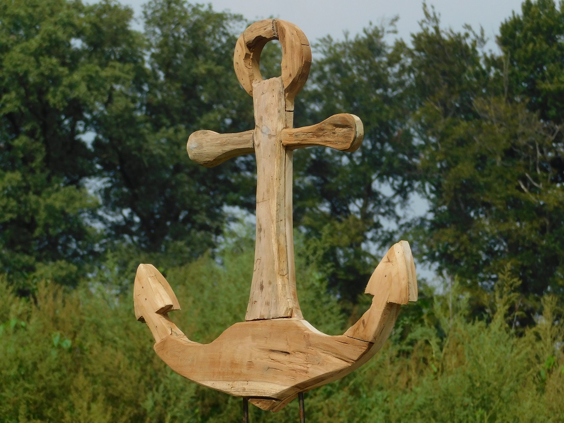 Handmade Anchor on Stand - 75 cm - Teakwood
