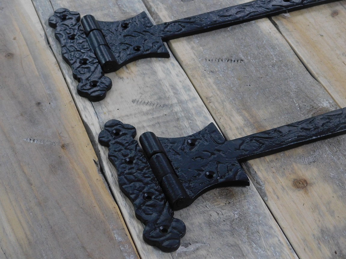 2 x Deur scharnieren, deurband, zwart borstband antieke ijzeren deur scharnier middeleeuws.