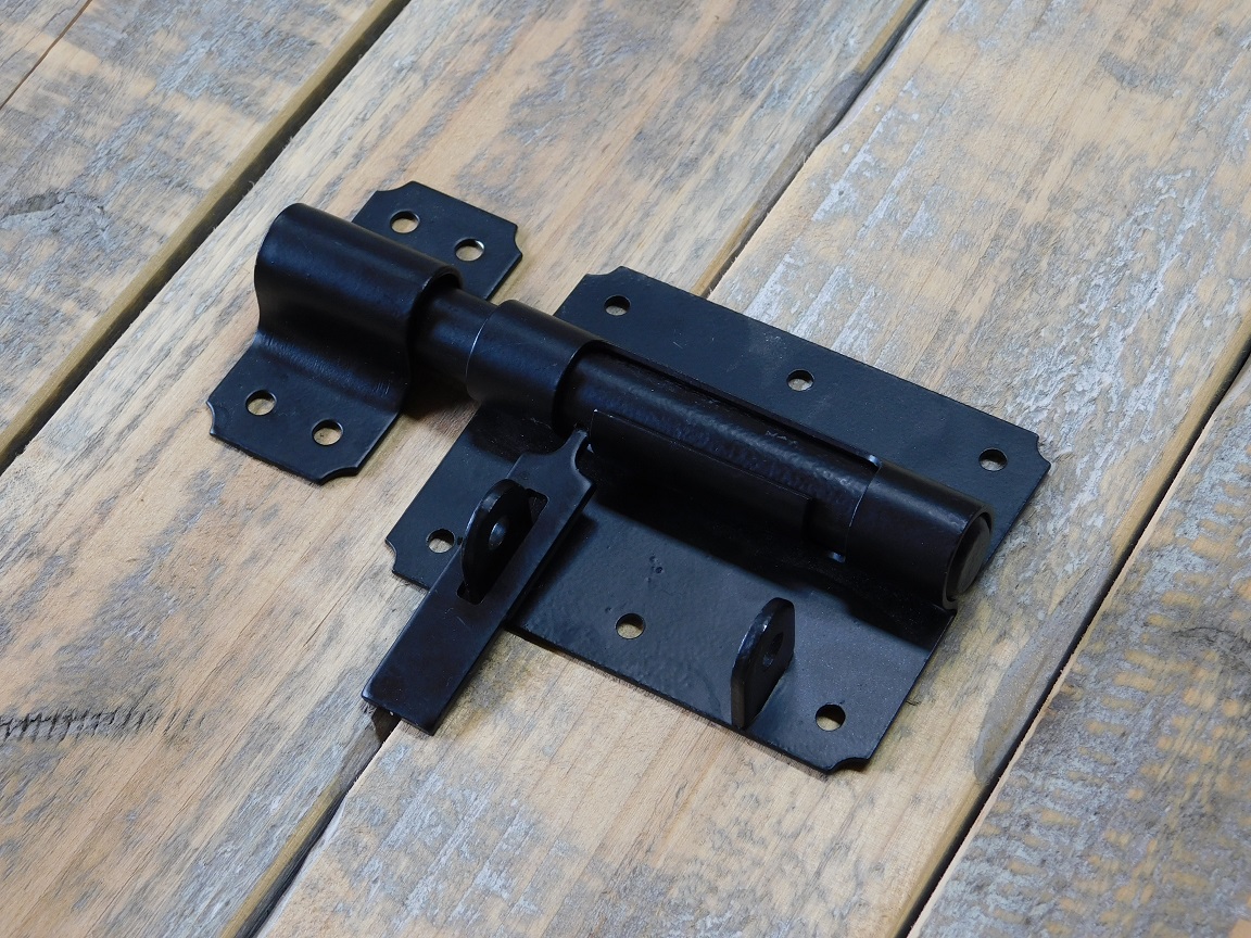 Padlock bolt - locking plate - black - 100 x 80 mm