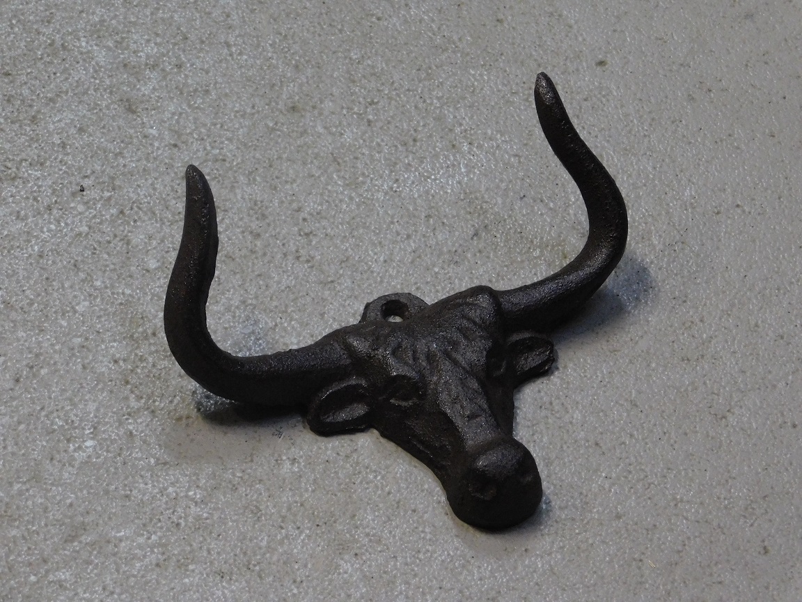 Coat stand Cow - two hooks - cast iron - dark brown