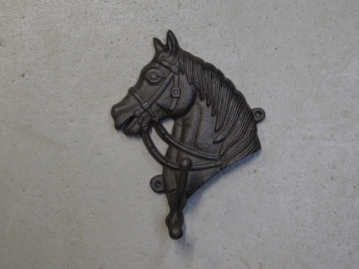 Coat rack Horse - double hook - cast iron - dark brown