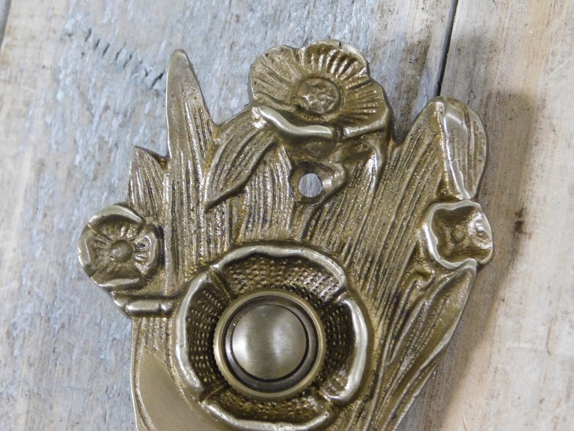Bel Art Nouveau-drukker - gemaakt van antiek messing, deurbel