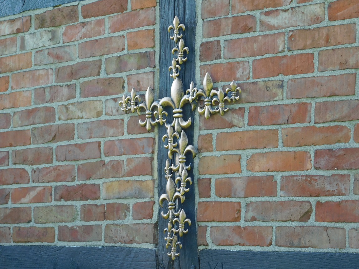 Large Cross with French Lilies - Metal - Black with Bronze - Wall ornament