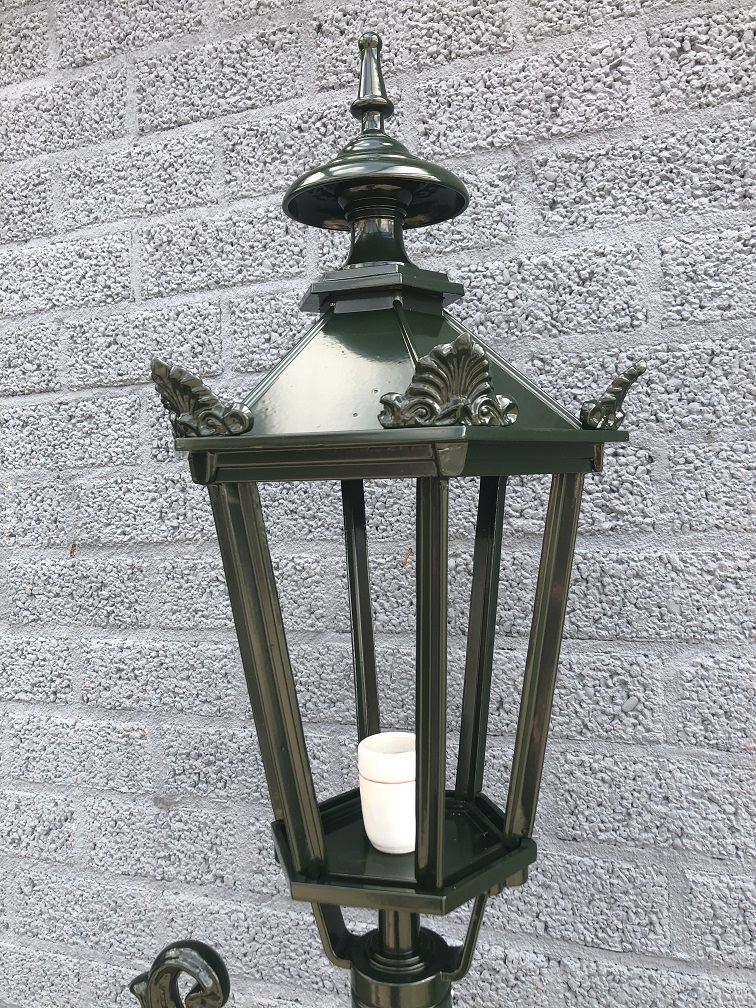 Buitenlamp, lantaarn met keramische fitting en glas, gegoten aluminium, 215 cm-groen