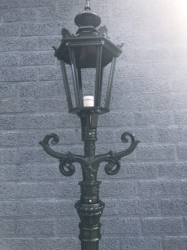 Buitenlamp, lantaarn met keramische fitting en glas, gegoten aluminium, 215 cm-groen