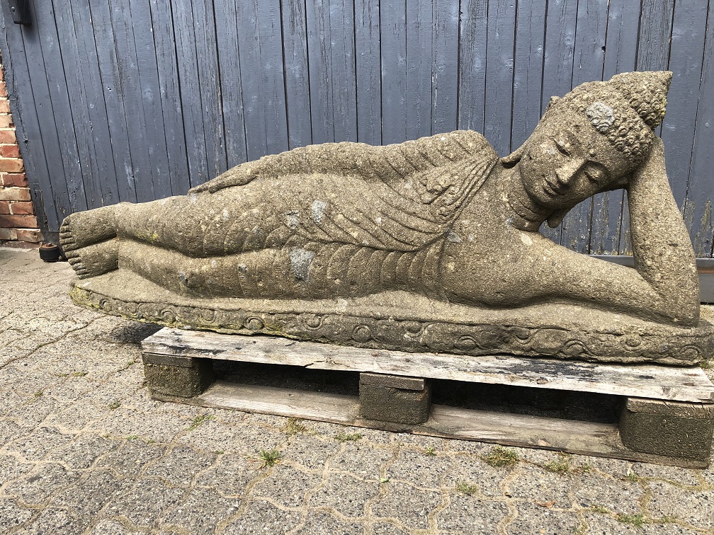 Large lava stone reclining Buddha Nirvana - XL Buddha statue