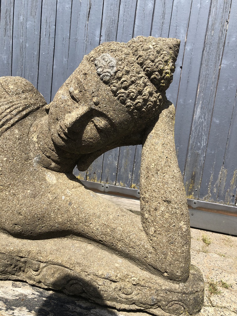 Large lava stone reclining Buddha Nirvana - XL Buddha statue
