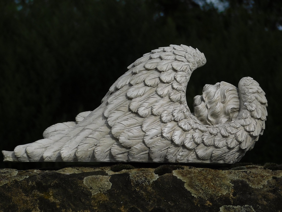 Sleeping Angel in Wings - Beige - Polystone
